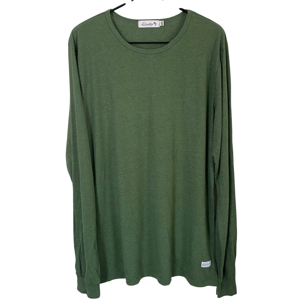 Kinetix Casual Luxury Mens XXL Long Sleeve T-Shirt Olive Green KXLT Heathered